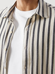 Xside- Blue Regular Fit Long Sleeve Striped Men Shirt
