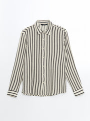 Xside- Blue Regular Fit Long Sleeve Striped Men Shirt