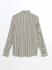 Xside- Blue Regular Fit Long Sleeve Striped Men Shirt