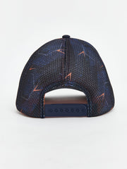 LCW Accessories Blue Text Printed Mesh Detailed Boy Cap Hat