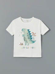 LCW Baby Crew Neck Dinosaur Printed Baby Boy Shorts Pajama Set 2-Piece