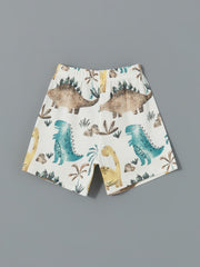 LCW Baby Crew Neck Dinosaur Printed Baby Boy Shorts Pajama Set 2-Piece