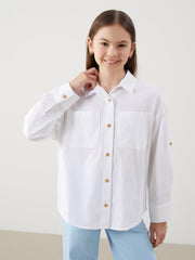 Basic Long Sleeve Young Girl Shirt