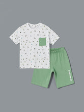 LCW Kids White Crew Neck Boy Shorts Pajama Set