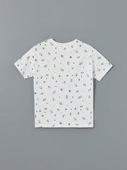 LCW Kids White Crew Neck Boy Shorts Pajama Set