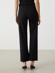 LCW Vision Black Elastic Waist Wide Leg Women Trousers