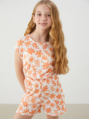 LCW Kids Crew Neck Floral GirlS Jumpsuit