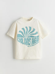 LCW Kids Crew Neck Printed Combed Cotton Embossed BoyS T-Shirt