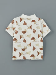 LCW Kids Polo Collar Patterned Combed Cotton Boy T-Shirt