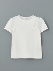 Crew Neck Floral Girls T-Shirt