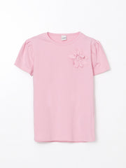 Crew Neck Floral Girls T-Shirt