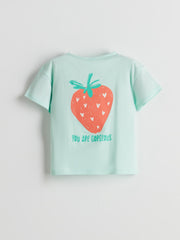 LCW Kids Crew Neck Printed Combed Cotton Baby Girl T-Shirt