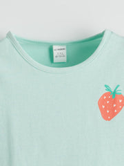 LCW Kids Crew Neck Printed Combed Cotton Baby Girl T-Shirt