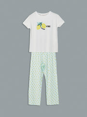 LCW Dream Crew Neck Printed Women Pajama Set