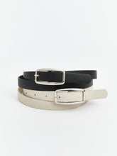 LCW ACCESSORIES Black Leather Look Women Belt 2-Pack