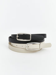LCW ACCESSORIES Black Leather Look Women Belt 2-Pack