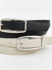 LCW ACCESSORIES Black Leather Look Women Belt 2-Pack