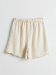 LCW Kids Elastic Waist Pleated Linen Blend Girls Shorts