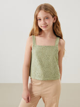 LCW Kids Square Neck Openwork Girls Crop Tank Top