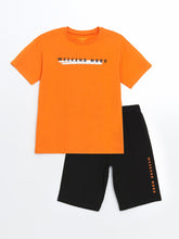 LCW Kids Crew Neck Boy Shorts Pajama Set