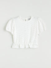 LCW Kids Crew Neck Ruffle Detailed Girls Crop T-Shirt