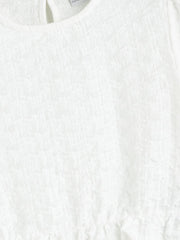 LCW Kids Crew Neck Ruffle Detailed Girls Crop T-Shirt