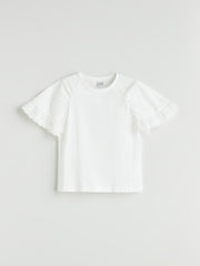 LCW Kids Crew Neck Scallop Detailed Girls T-Shirt