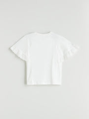 LCW Kids Crew Neck Scallop Detailed Girls T-Shirt