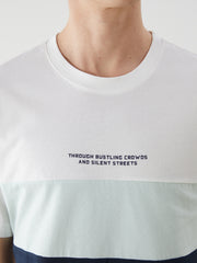 Xside- Crew Neck Color Block Combed Cotton Men T-Shirt