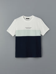 Xside- Crew Neck Color Block Combed Cotton Men T-Shirt