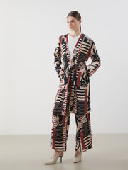 LCW Modest Shawl Collar Patterned Oversize Women Kimono