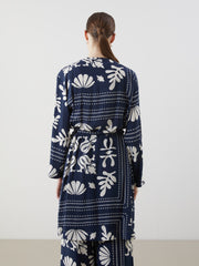LCW Modest Shawl Collar Patterned Oversize Women Kimono