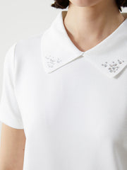 LCW Vision Ecru Polo Collar Stoned Women T-Shirt