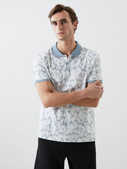 LCW Vision Turquoise Polo Neck Short Sleeve Patterned Pique Men T-Shirt