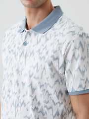 LCW Vision Turquoise Polo Neck Short Sleeve Patterned Pique Men T-Shirt