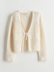 LCW Kids V-Neck Openwork Girls Knitwear Cardigan