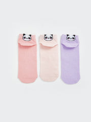 LCW Kids Panda Patterned Girls Booties Socks 5-Pack