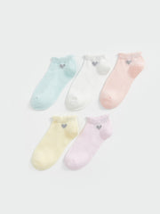LCW Kids Patterned Girls Booties Socks 5-Pack