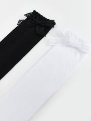 LCW Kids Lace Detailed Girls Knee High Socks 2-Pack