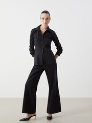 LCWAIKIKI Classic Black Long Sleeve Poplin Women Shirt