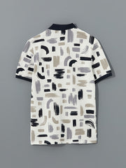 LCW Vision Green Polo Neck Short Sleeve Patterned Pique Men T-Shirt