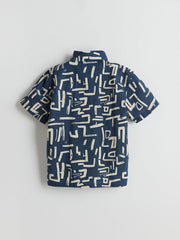 LCW Kids Navy Blue Linen Blend Boy Shirt