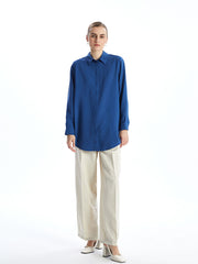 LCWAIKIKI Classic Navy Blue Loose Fit Women Shirt Tunic