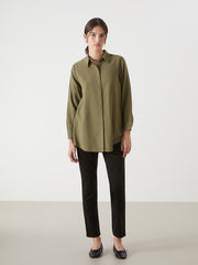 LCWAIKIKI Classic Navy Blue Loose Fit Women Shirt Tunic