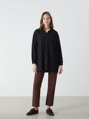 LCW Modest Ecru Hooded Plain Oversize Women Tunic