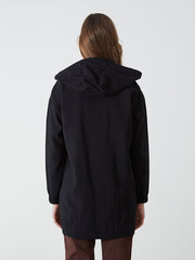 LCW Modest Ecru Hooded Plain Oversize Women Tunic