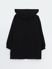 LCW Modest Ecru Hooded Plain Oversize Women Tunic