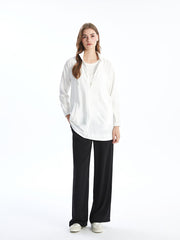 LCW Modest Ecru Hooded Plain Oversize Women Tunic