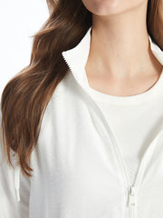 LCW Modest Ecru Hooded Plain Oversize Women Tunic