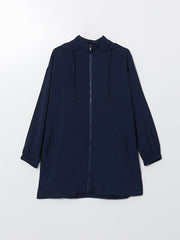 LCW Modest Ecru Hooded Plain Oversize Women Tunic